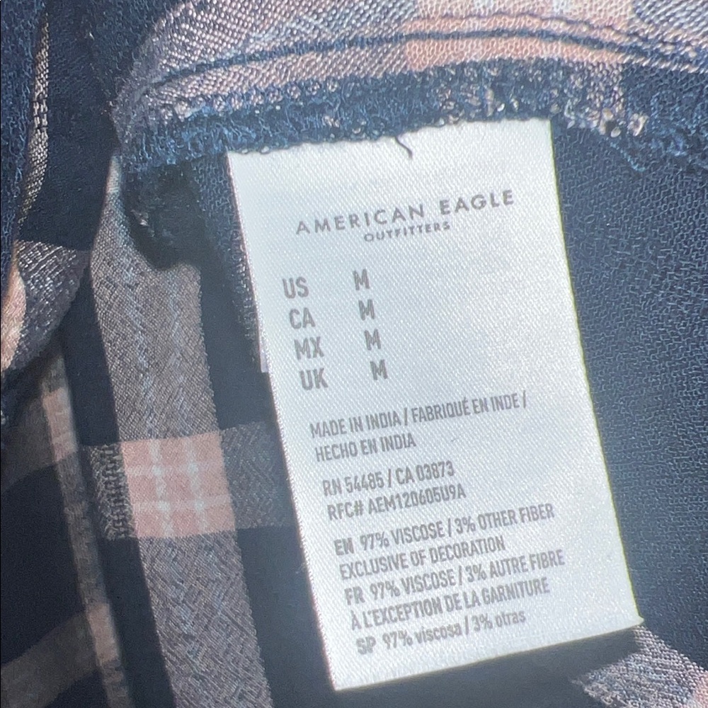 American Eagle Outfitters Blue and White Checkered Blouse - Picture 4 of 9
